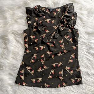 Banana Republic Love Birds Ruffle Blouse